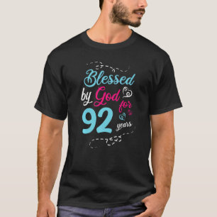 Blessed By God For 92 Years 92th Birthday Party Ce T-Shirt