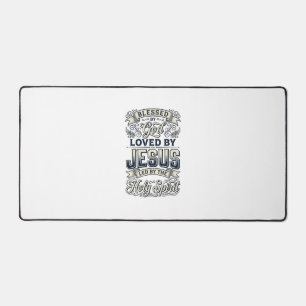 Blessed By God Jesus Holy Spirit Vintage Shirt Desk Mat