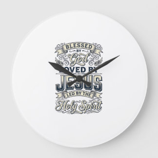 Blessed By God Jesus Holy Spirit Vintage Shirt Large Clock