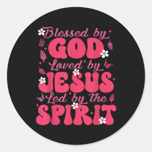 Blessed By God Loved By Jesus Butterfly Floral Chr Classic Round Sticker