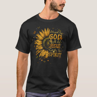 Blessed By God Loved By Jesus Christian Cross Tee