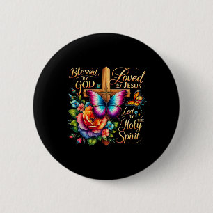 Blessed By God Loved By Jesus Easter Day 6 Cm Round Badge