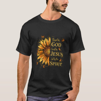 Blessed By God Loved By Jesus Half Sunflower T-Shirt