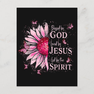 Blessed By God - Loved By Jesus Pink Sunflower Enclosure Card