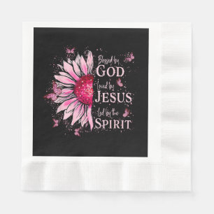 Blessed By God - Loved By Jesus Pink Sunflower Napkin