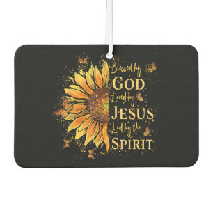Blessed By God - Loved By Jesus, Sunflower Car Air Freshener