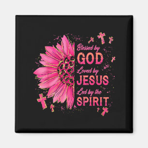 Blessed By God Loved By Jesus Sunflower Christian Magnet