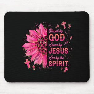 Blessed By God Loved By Jesus Sunflower Christian  Mouse Pad