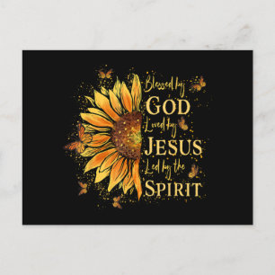 Blessed By God - Loved By Jesus, Sunflower Holiday Postcard