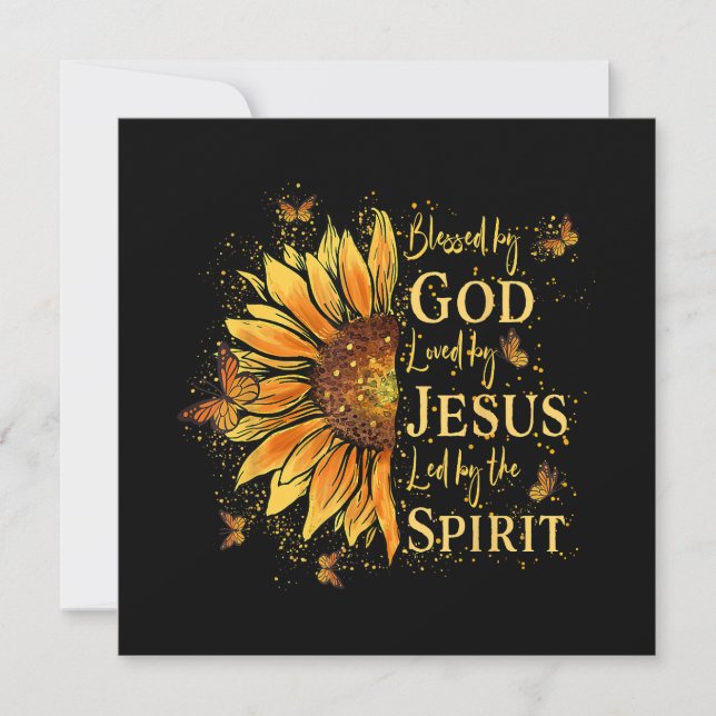 Blessed By God - Loved By Jesus, Sunflower Invitation (Front)