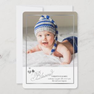 Blessed Calligraphy Photo Birth Announcement