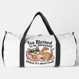 Blessed Cat Pizza No Stress Duffle Bag