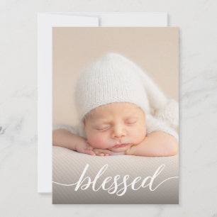 Blessed Catholic Baptism Photo Modern personalised Thank You Card