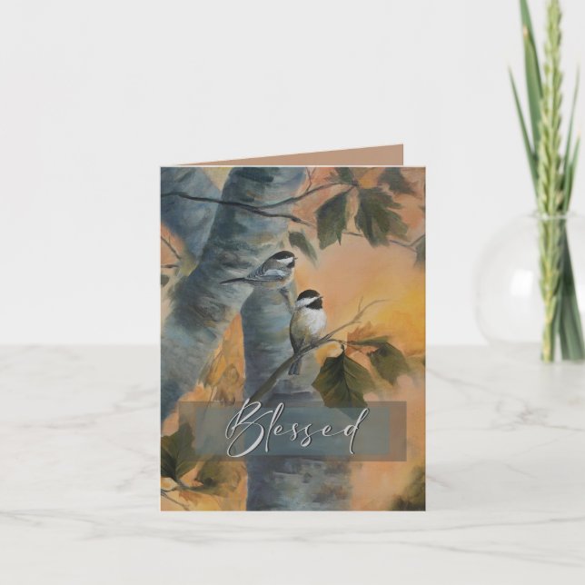 Blessed Chickadees note card (original) (Front)