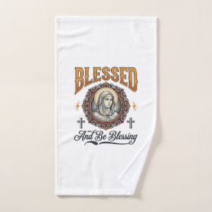 Blessed Christian Vintage Engraving T-Shirt Design Hand Towel