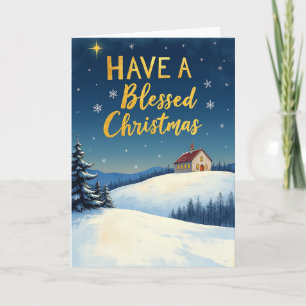 Blessed Christmas at Snowy Church card