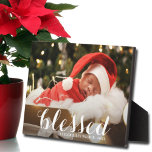 BLESSED Christmas Easel Back Frameless Photo Plaque<br><div class="desc">This charming tabletop photo plaque has a built-in easel for frameless display of your favourite photo. Features the word BLESSED in a beautiful white script (can be deleted or changed) and any other information you want to include. Create a keepsake to give as gifts or for yourself.</div>