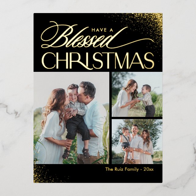 Blessed Christmas FOIL Religious Holiday Postcard (Front)