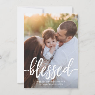 Blessed Christmas Holiday Handwritten Script Photo Card
