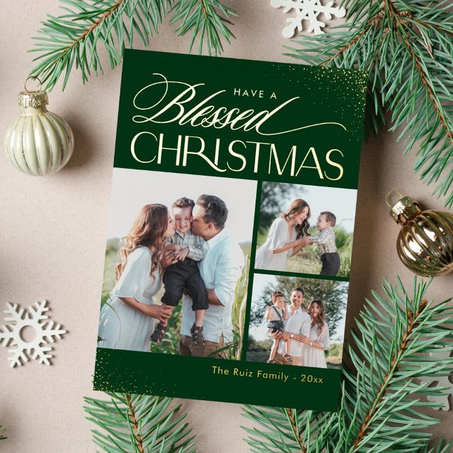 Blessed Christmas REAL FOIL Religious Holiday Card (Creator Uploaded)