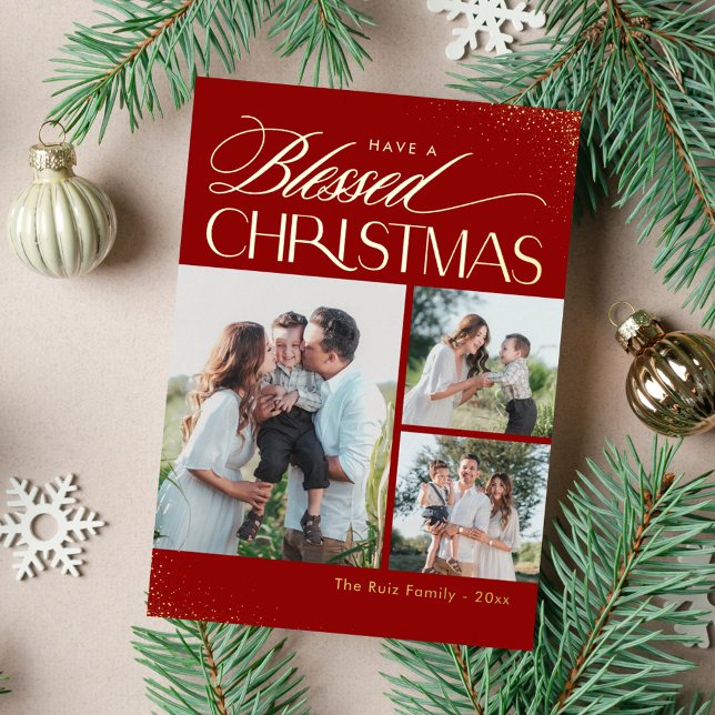 Blessed Christmas REAL FOIL Religious Holiday Card (Creator Uploaded)