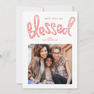 Blessed Christmas Religious Hand Letter Photo Card