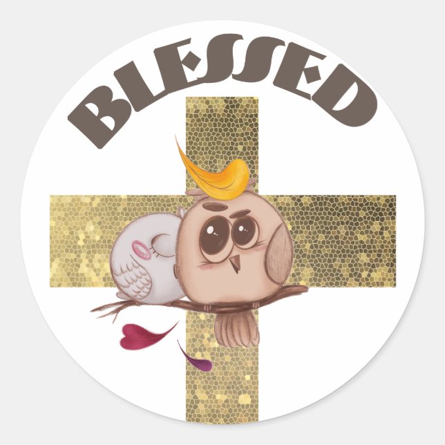 Blessed  classic round sticker (Front)