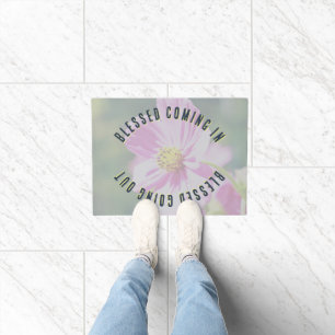 Blessed Coming In Blessed Going Out Floral Doormat