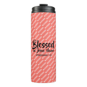 BLESSED Coral Christian Scripture Thermal Tumbler