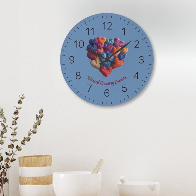 Blessed Country Hearts Large Clock (Creator Uploaded)