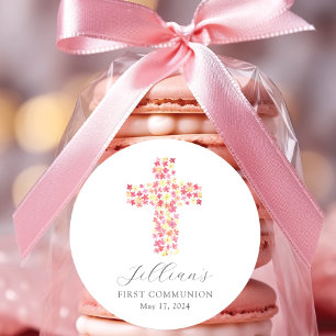 Blessed Cross First Communion Classic Round Sticker