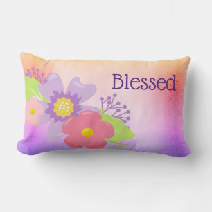 Blessed Cute Flowers And Pastel Colours Lumbar Cushion
