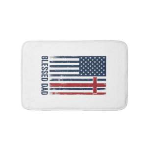 Blessed Dad Christian Flag Cross Vintage Shirt Des Bath Mat