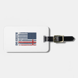 Blessed Dad Christian Flag Cross Vintage Shirt Des Luggage Tag