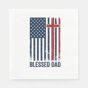Blessed Dad Christian Flag Cross Vintage Shirt Des Napkin