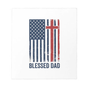 Blessed Dad Christian Flag Cross Vintage Shirt Des Notepad