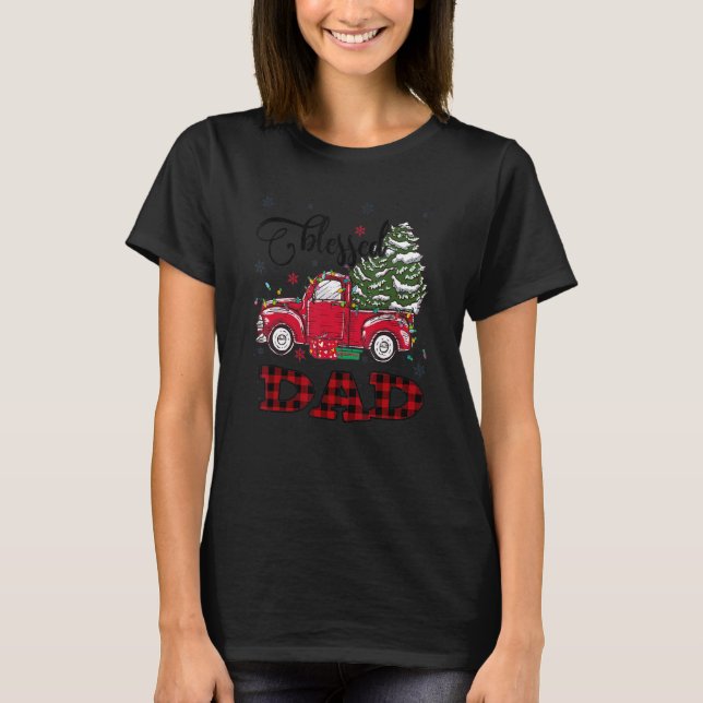 Blessed Dad   Christmas Family Lights Truck Red Tr T-Shirt (Front)