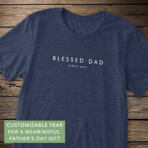 Blessed Dad Modern Fathers Day Custom Year Minimal Tri-Blend Shirt