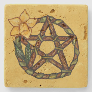 Blessed Daffodil Pentacle Ostara Art               Stone Coaster