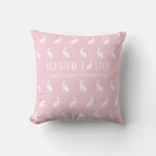 Blessed Easter. Girly Pink Farmhouse. Easter Gift Cushion