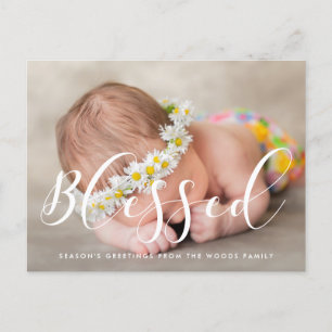 Blessed Elegant calligraphy photo holiday Postcard