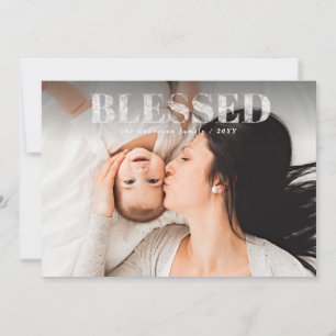 Blessed elegant christmas one photo holiday card