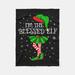 Blessed Elf Christmas Matching Family Women Girls  Fleece Blanket