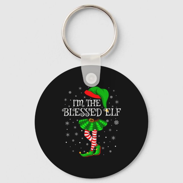 Blessed Elf Christmas Matching Family Women Girls  Key Ring (Front)
