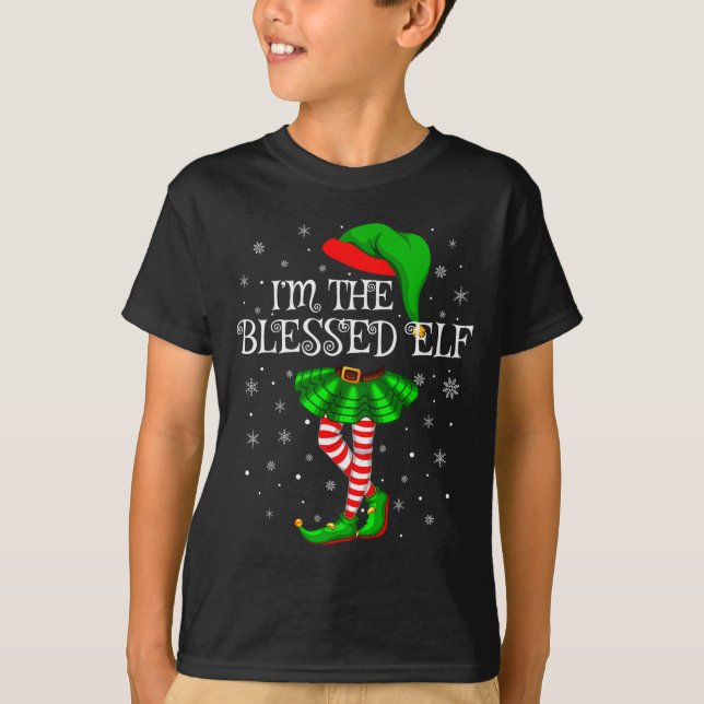 Blessed Elf Christmas Matching Family Women Girls  T-Shirt (Front)