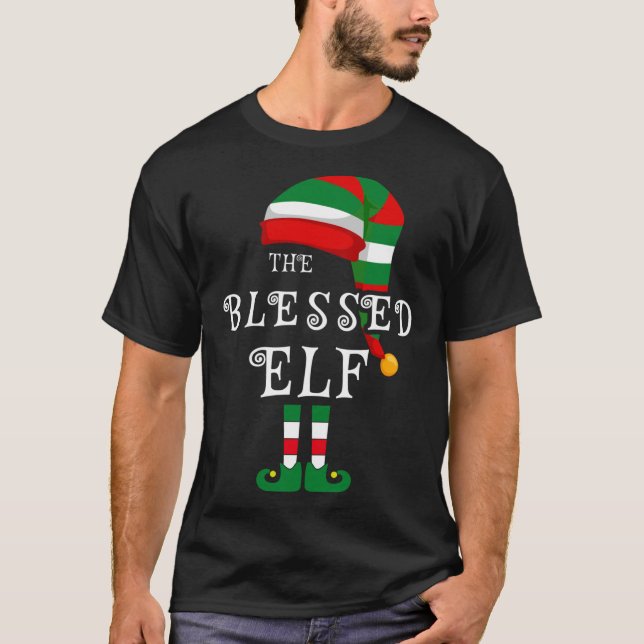 Blessed Elf Family Christmas Matching Pyjamas Xmas T-Shirt (Front)