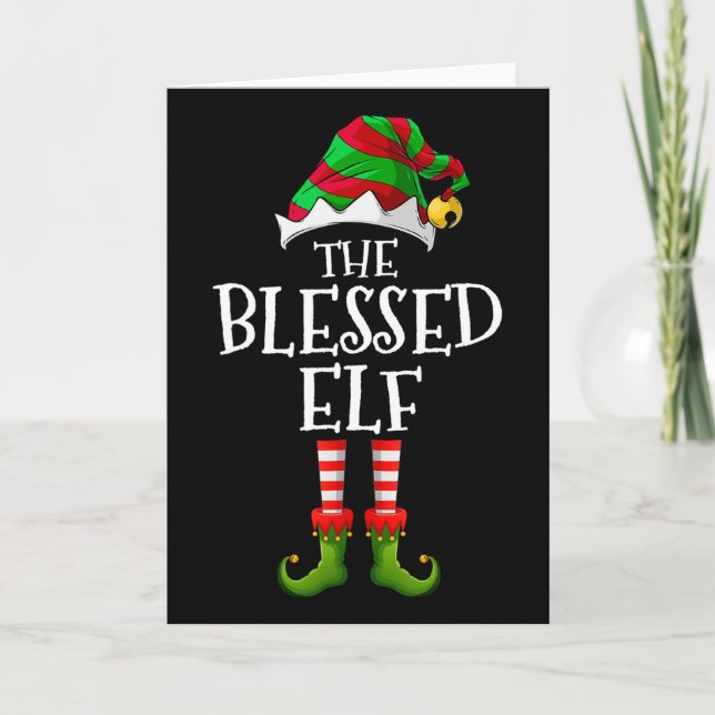 Blessed Elf Fun Matching Pajama Group Christmas Wo Card (Front)