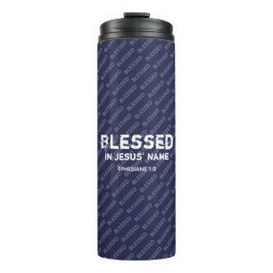 BLESSED Ephesians Christian Scripture Blue Thermal Tumbler