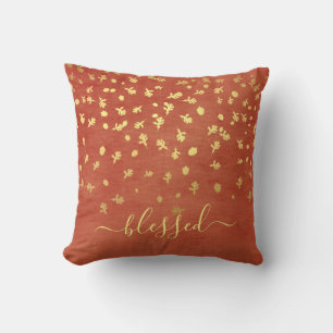 Blessed Fall Autumn Gold Leaves Cushion