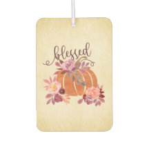 Blessed - Fall Pumpkin with Pink Flowers